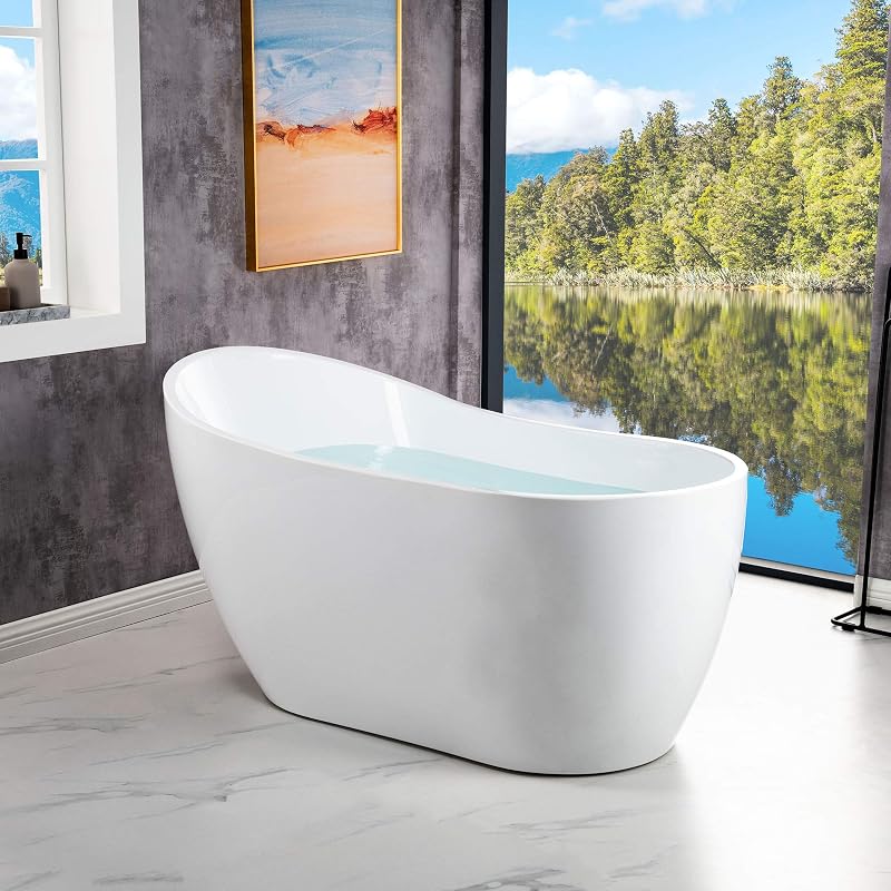Bañera remojo acílica blanca 54" níquel cepillado