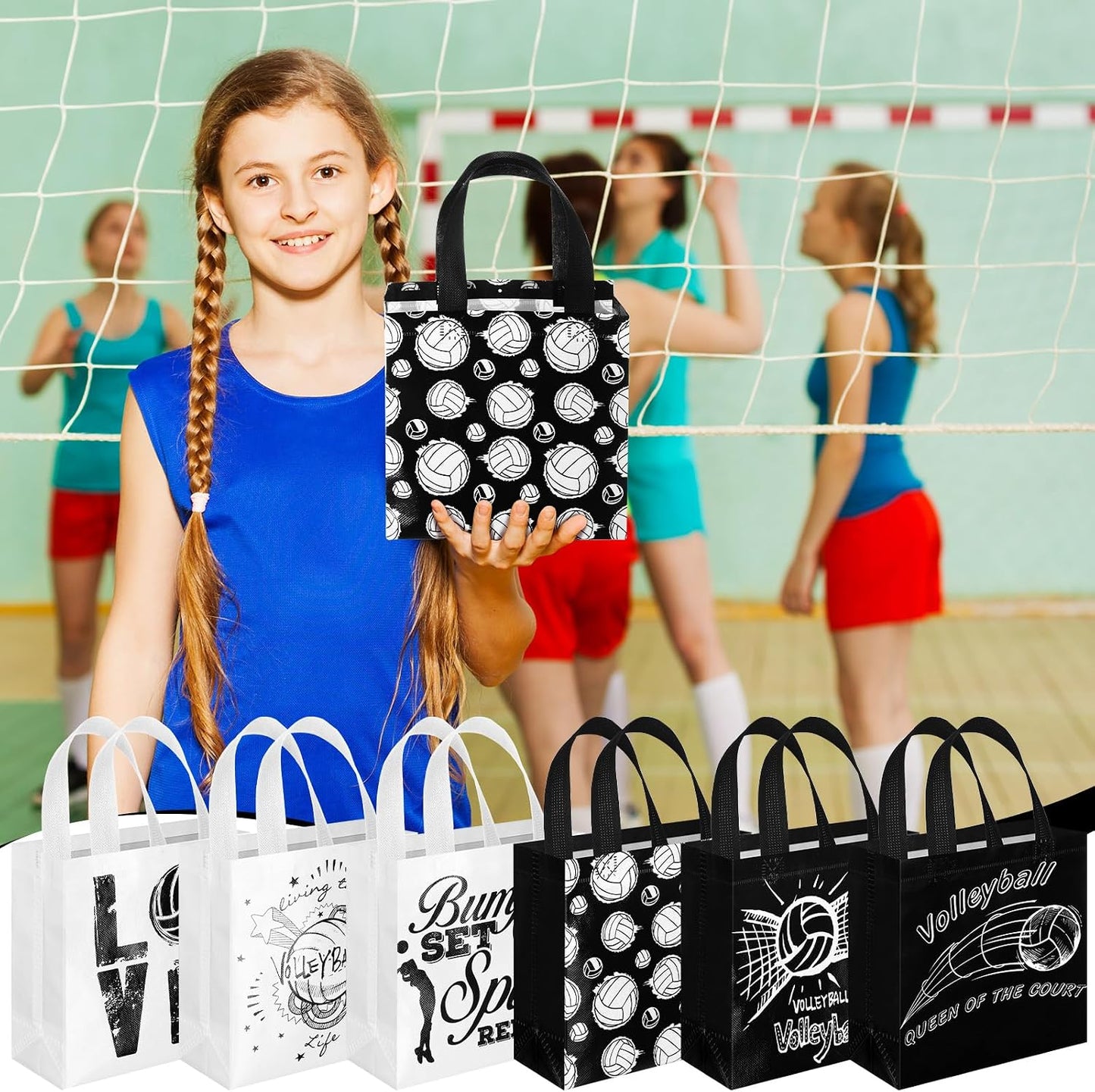 40 Bolsas Voleibol No Tejidas 7.9x7.9x3.2" para Fiesta