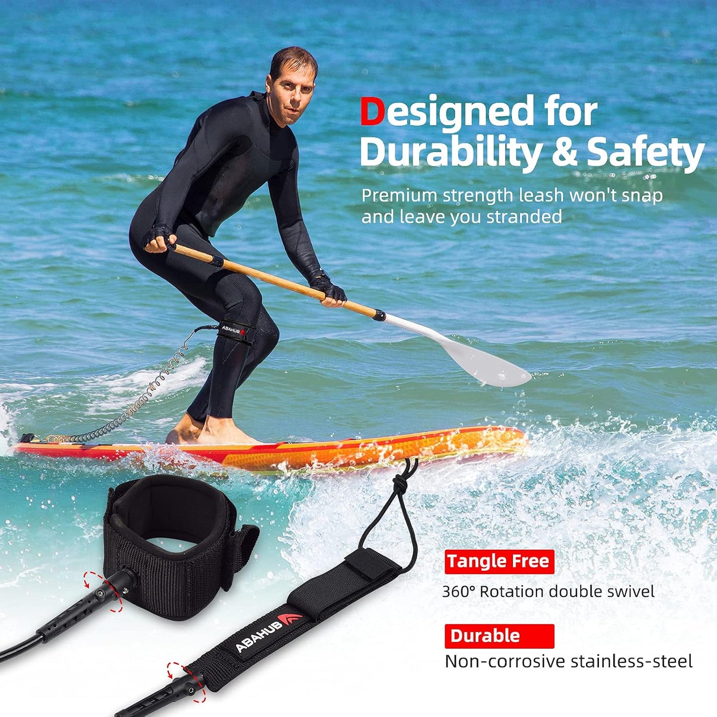 Correa SUP 10pies grosor 0.283" antiderrap duradera