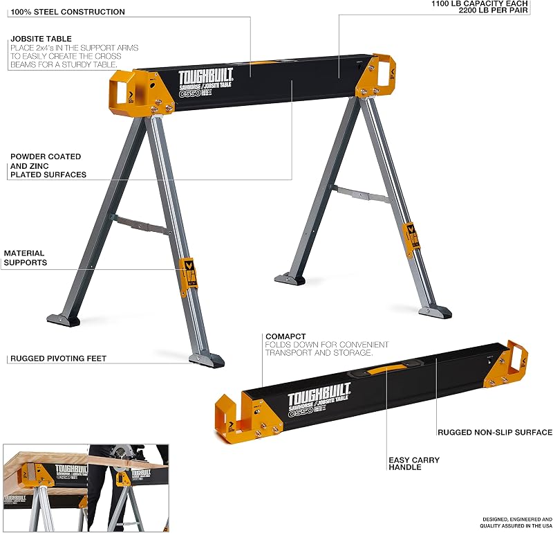 Mesa caballete 2 Pzas servicio pesado 2200lb brazos