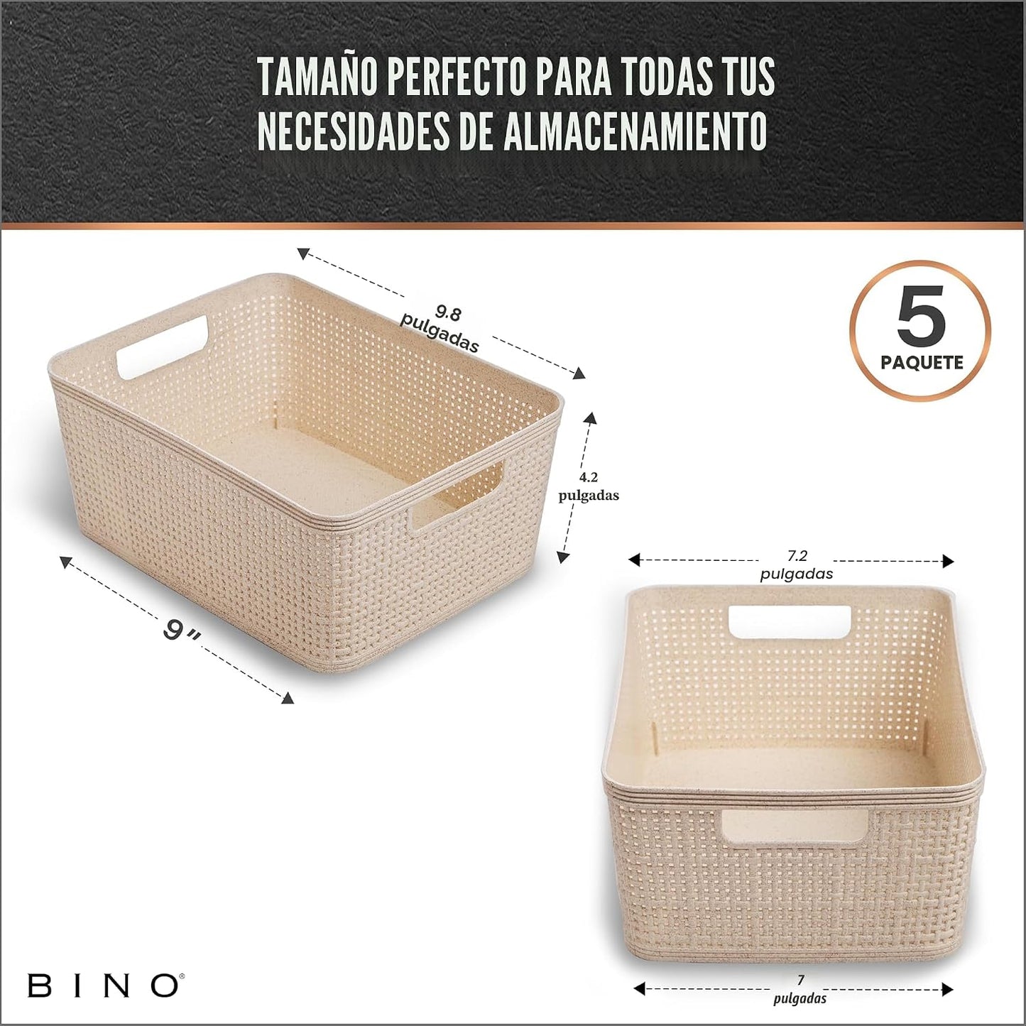 Cesta yute natural pack 5 almacenamiento hogar