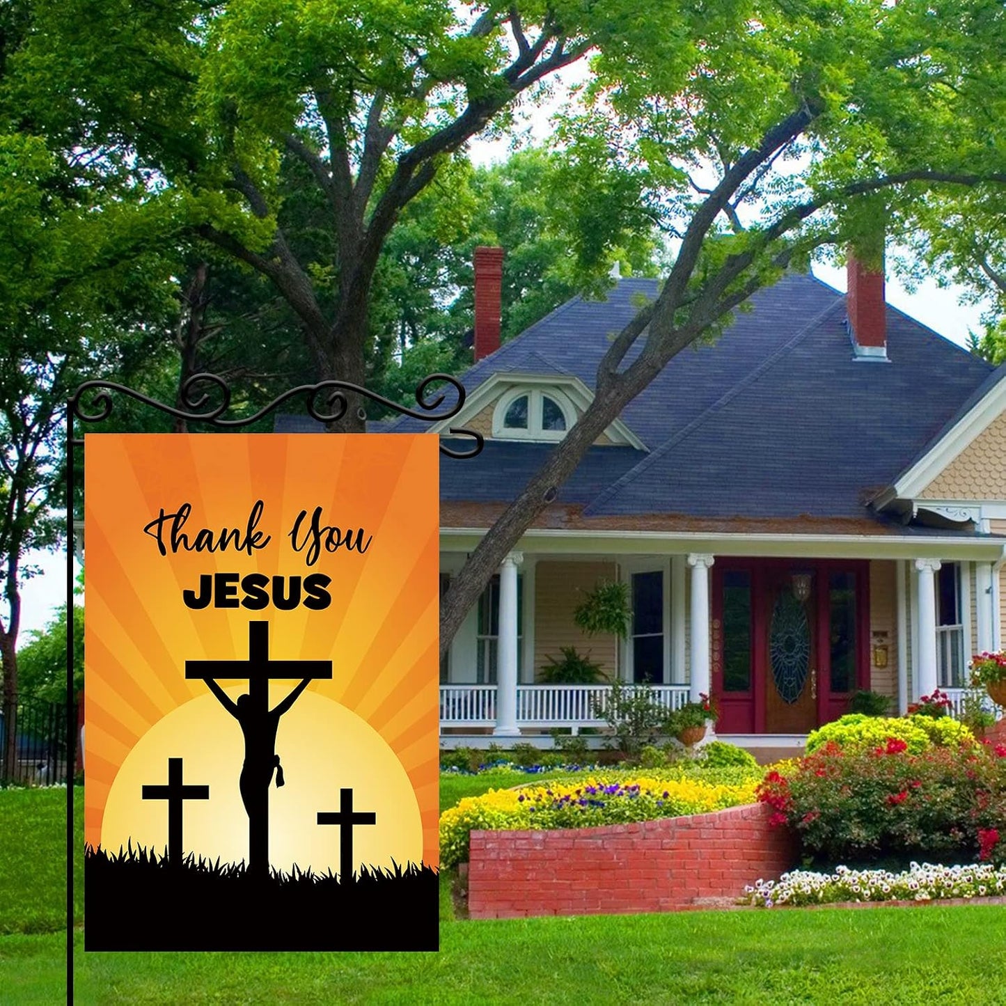 Bandera jardín texto Thank You Jesus decoración religiosa