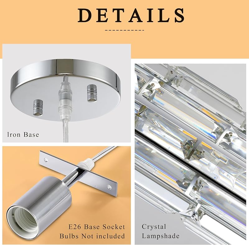 Luces colgantes isla cocina cromadas ajustables set 3