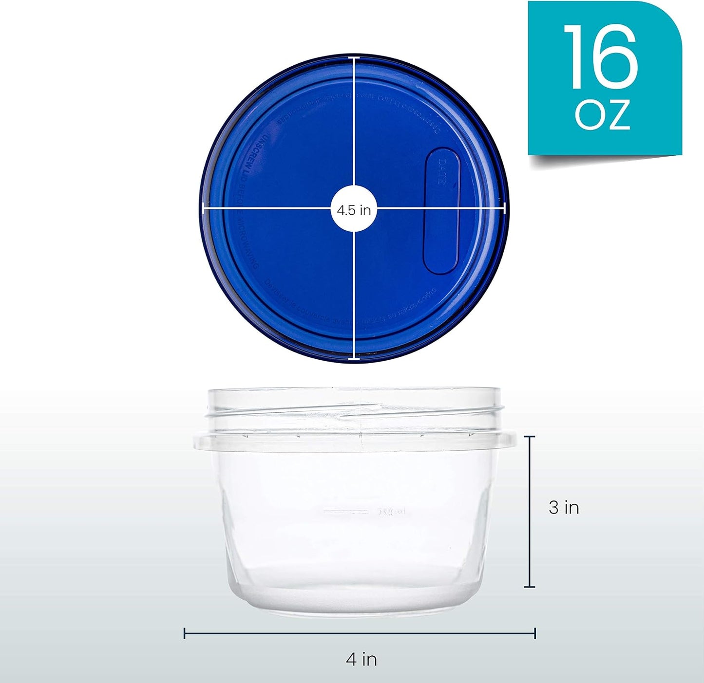 5 Pzas Contenedor Delicatessen 16oz Tapas Azules