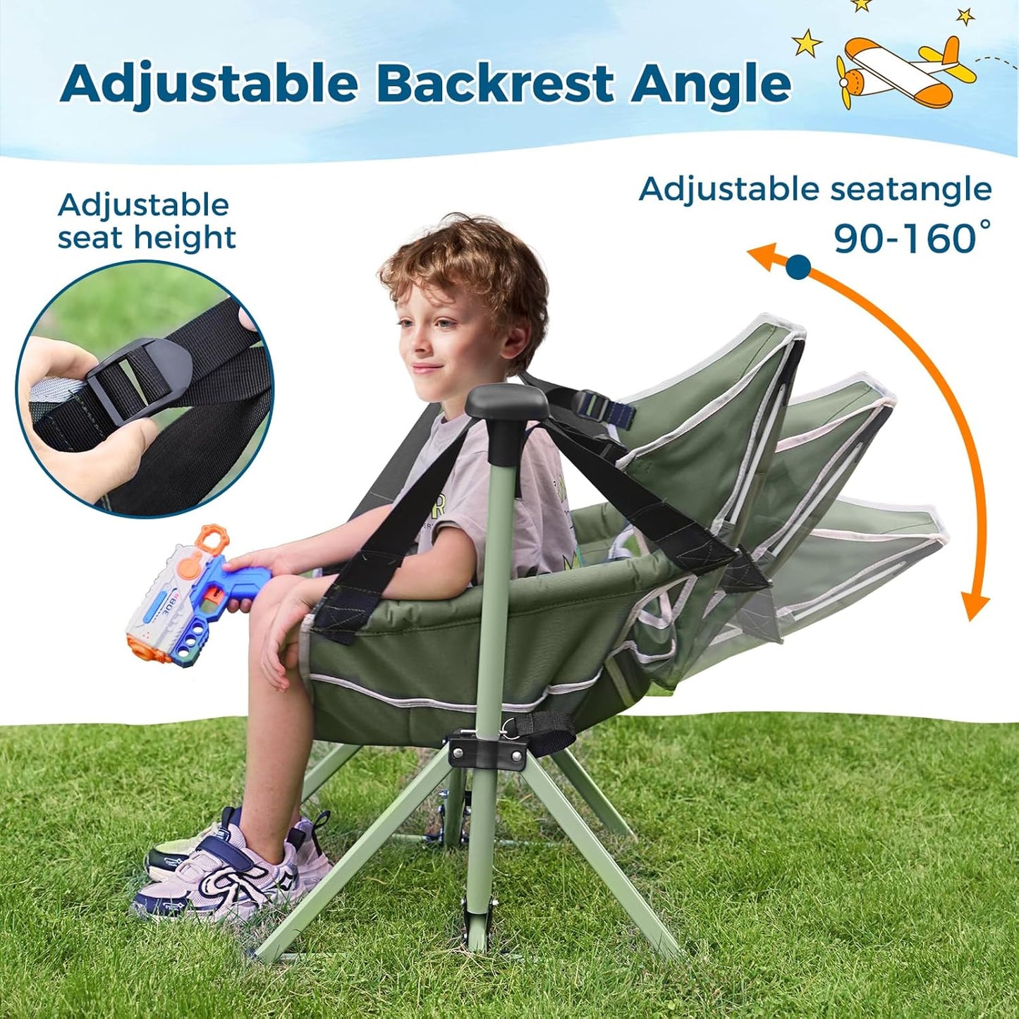 Silla hamaca plegable para niños color verde
