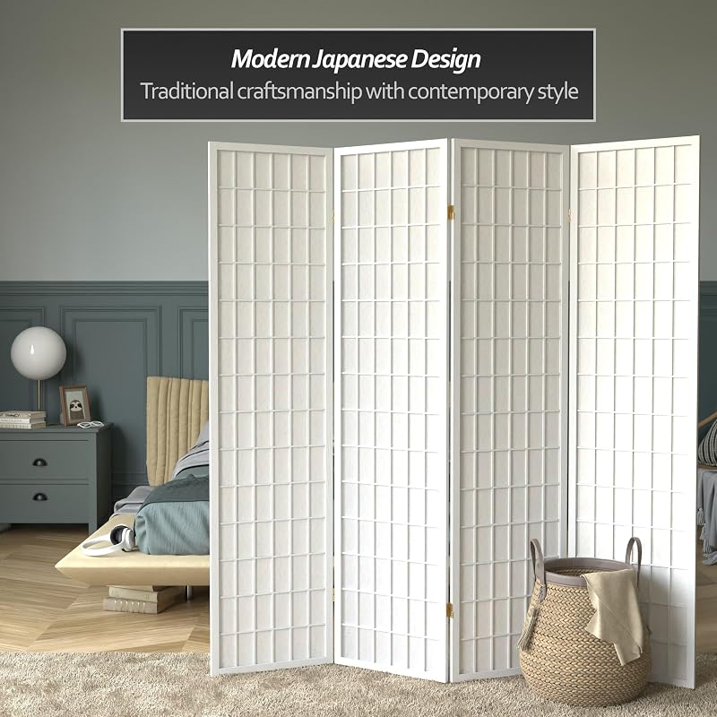 Pantalla Shoji 6ft 4 Paneles Color Blanco