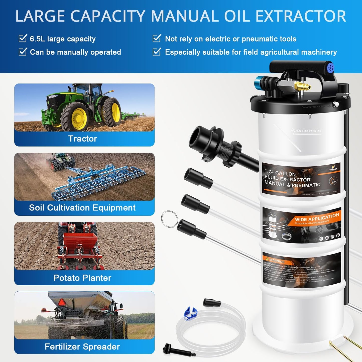 Set bomba extractora 6.5l con manguera frenos