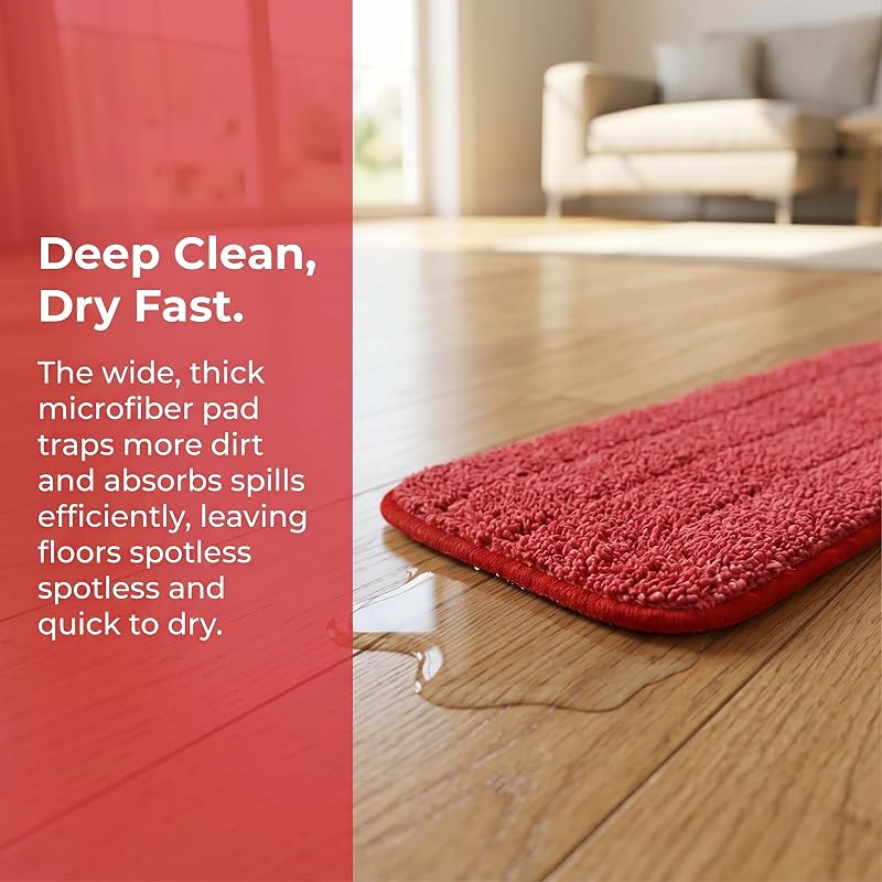 Almohadillas microfibra trapeador 18x6pulg reutilizables 12 rojo