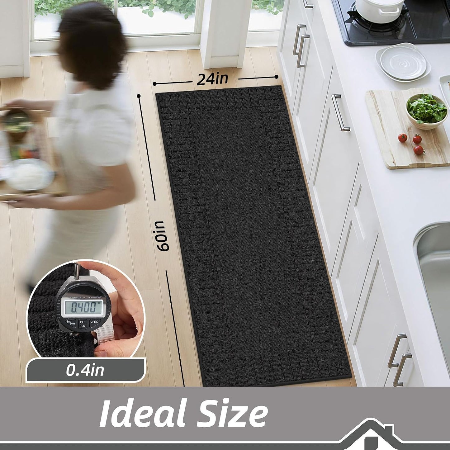 Alfombras cocina antiderrap 24x60pulg color negro