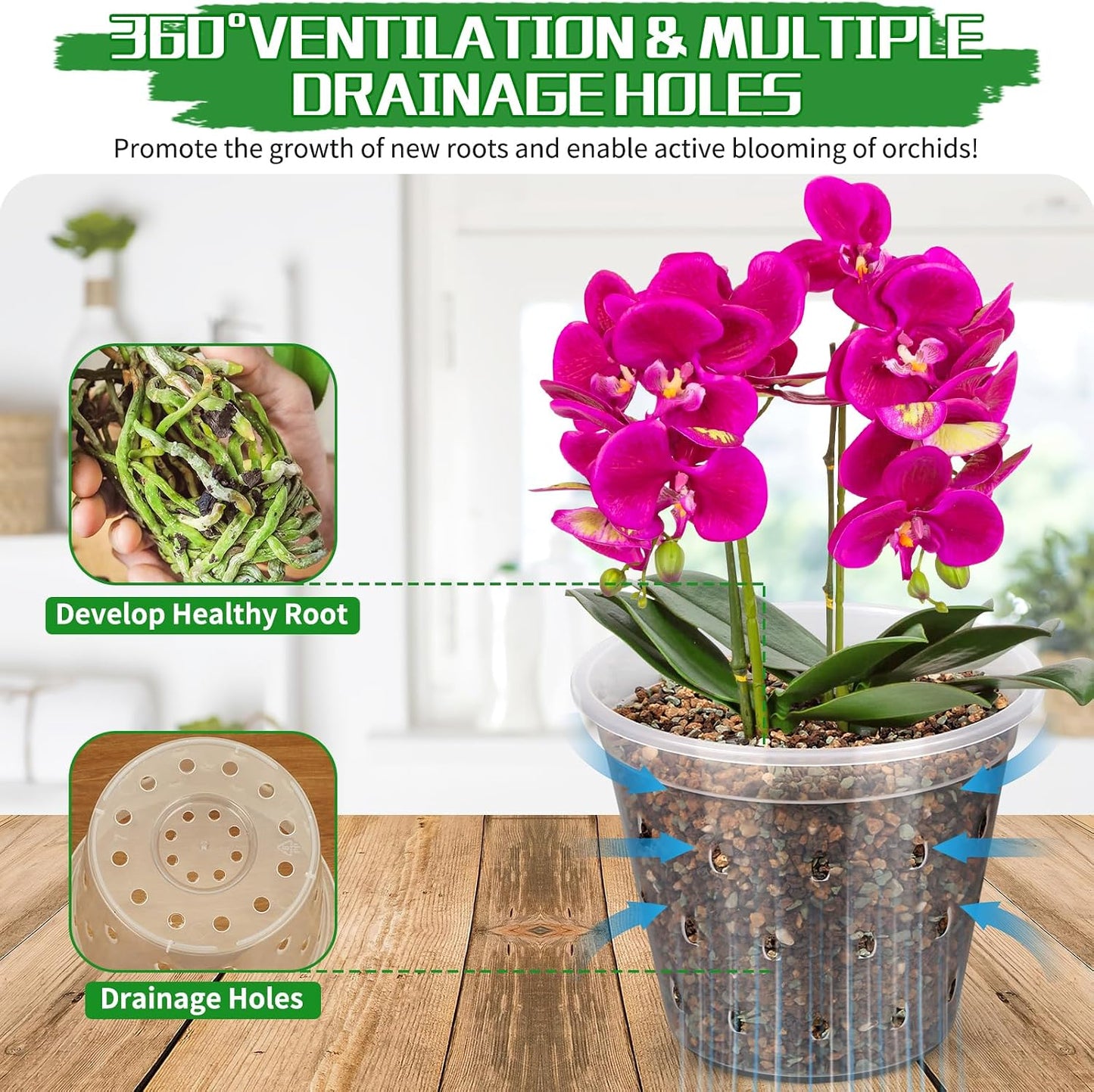 8 Macetas Orquídea 3pulg Plástico Transparente Ranuradas