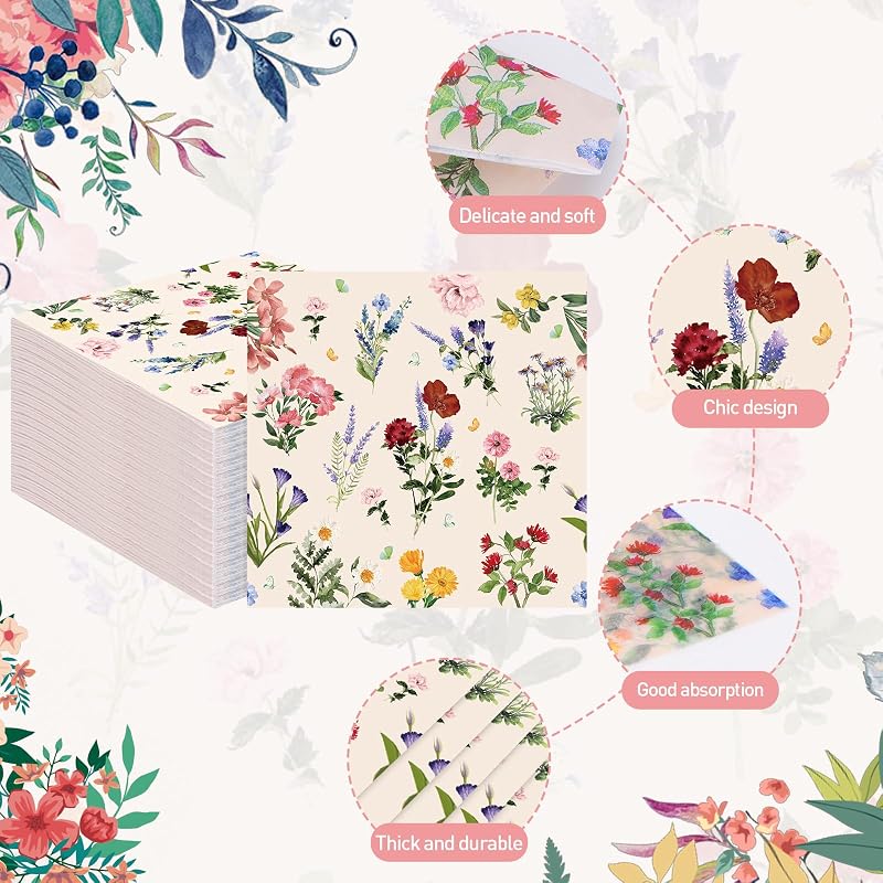 100 Servilletas Floral Vintage para Boda Baby Shower