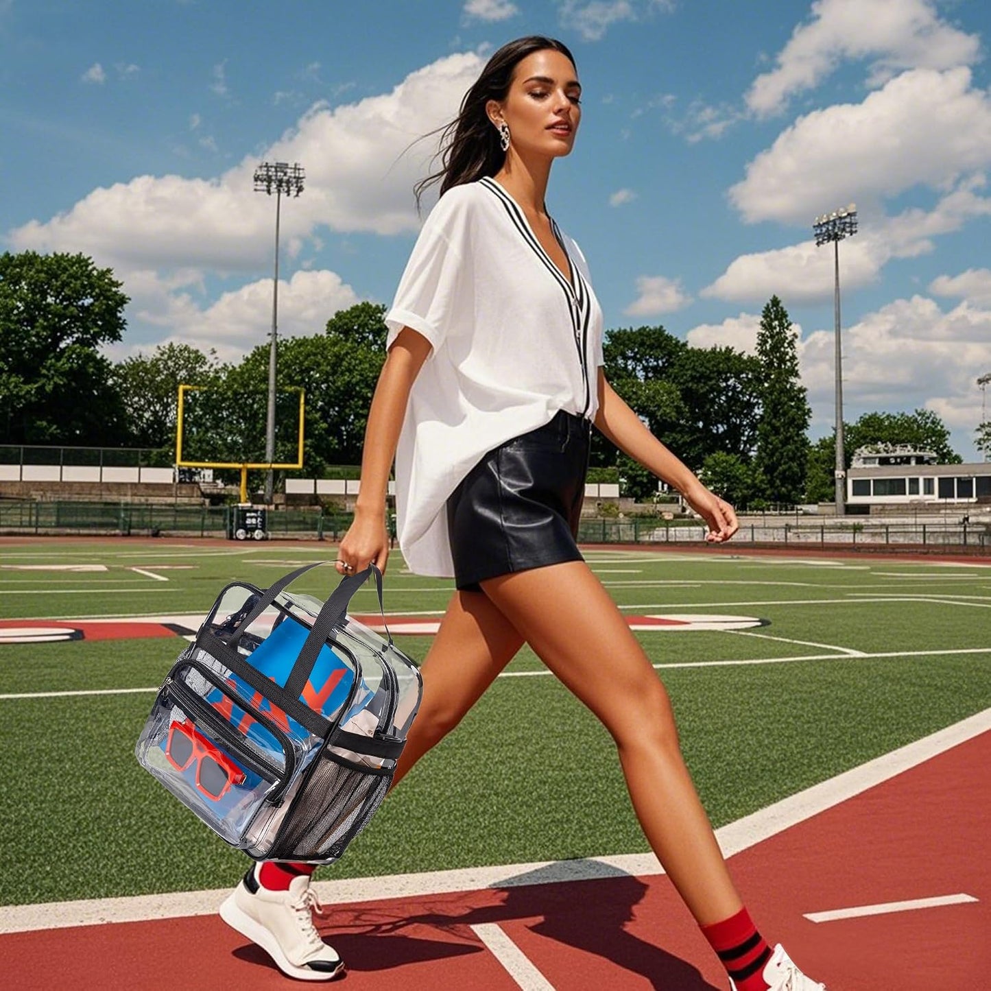 Bolsa transparente 12x6x12 para eventos deportes viaje