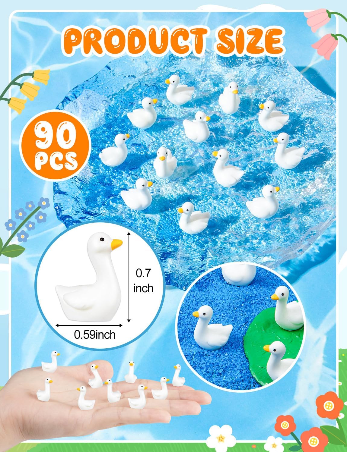 90 Pzas Mini Gansos Resina para Manualidades Jardín