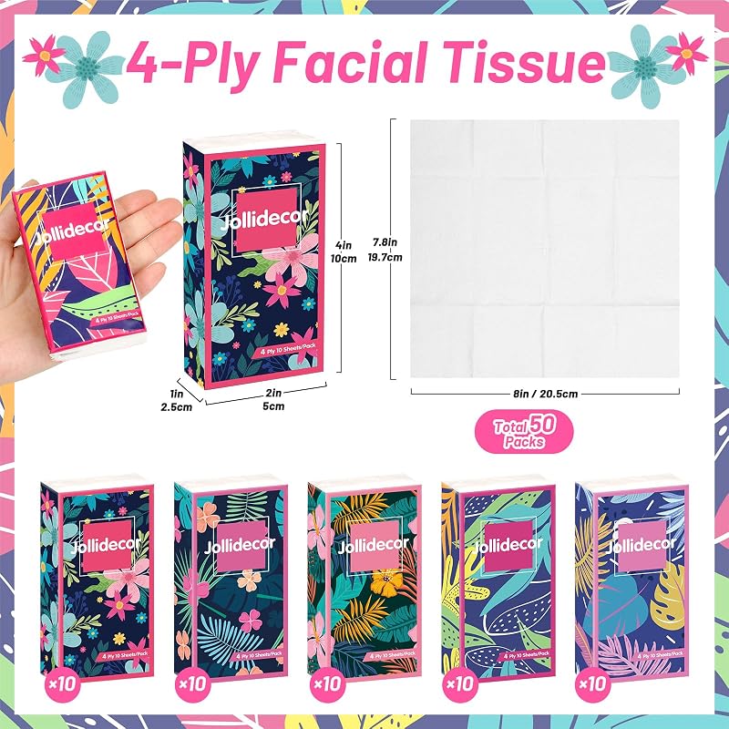 50 Pack Pañuelos Facial 4 Capas Estilo Floral