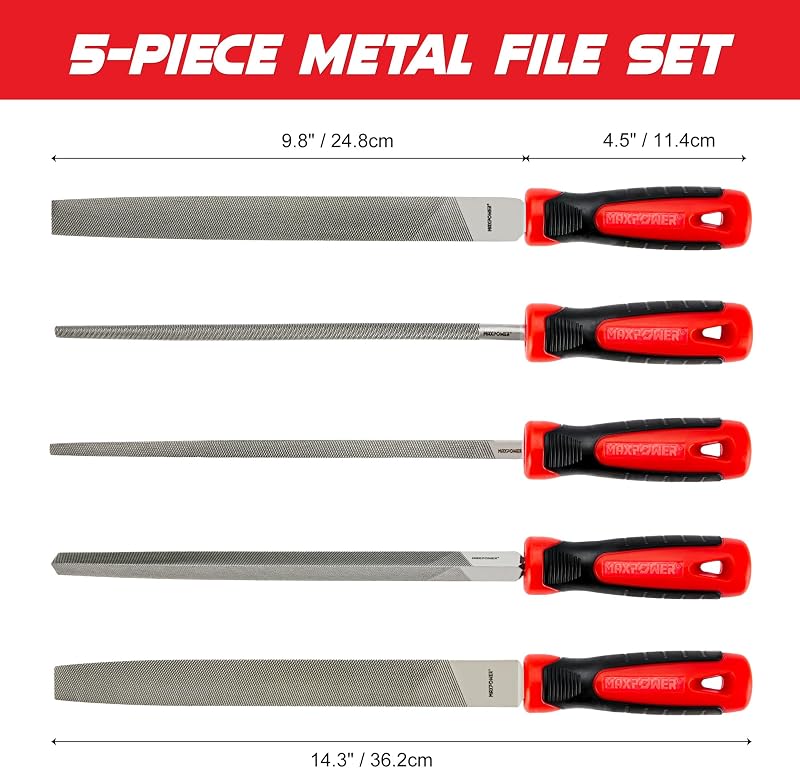Set 5 limas de mano 10" mango suave para madera y metal