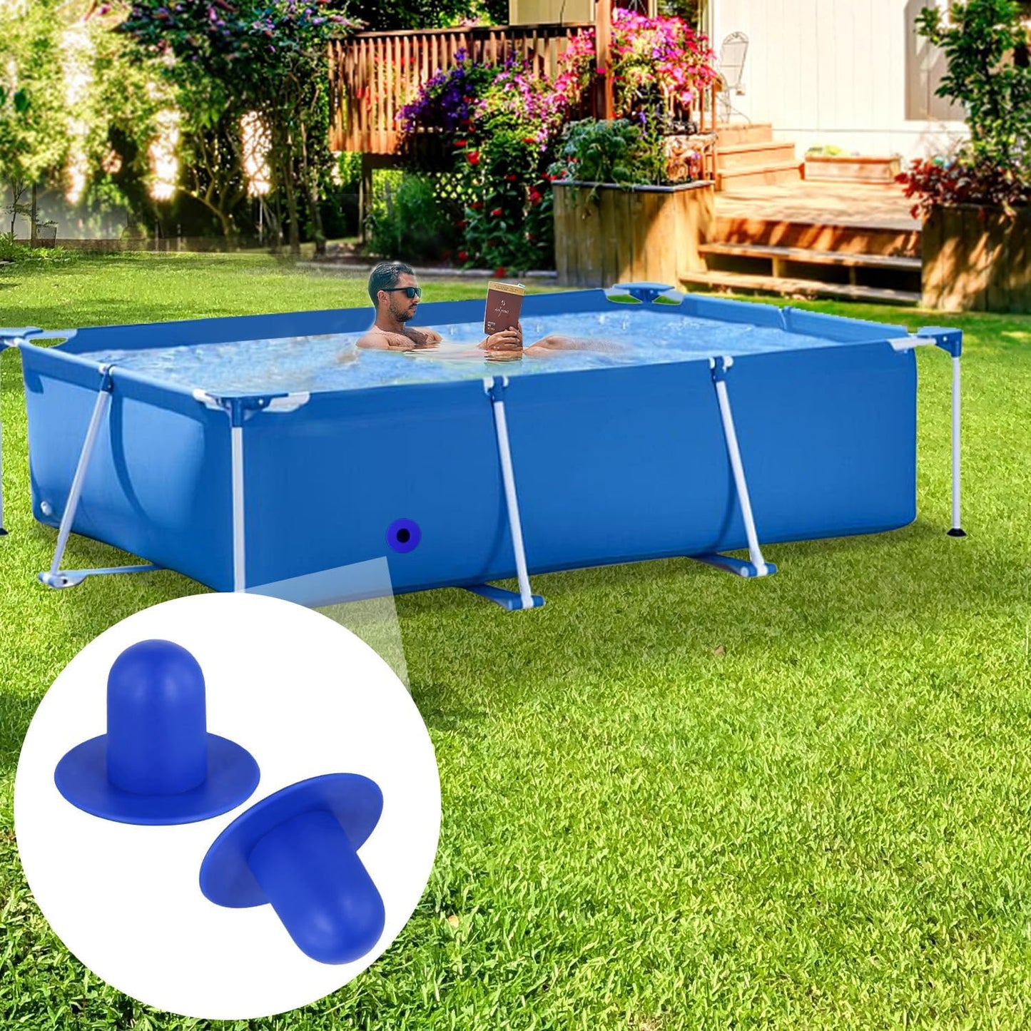4 Tapones Piscina Sobre Suelo Repuesto Intex Azul