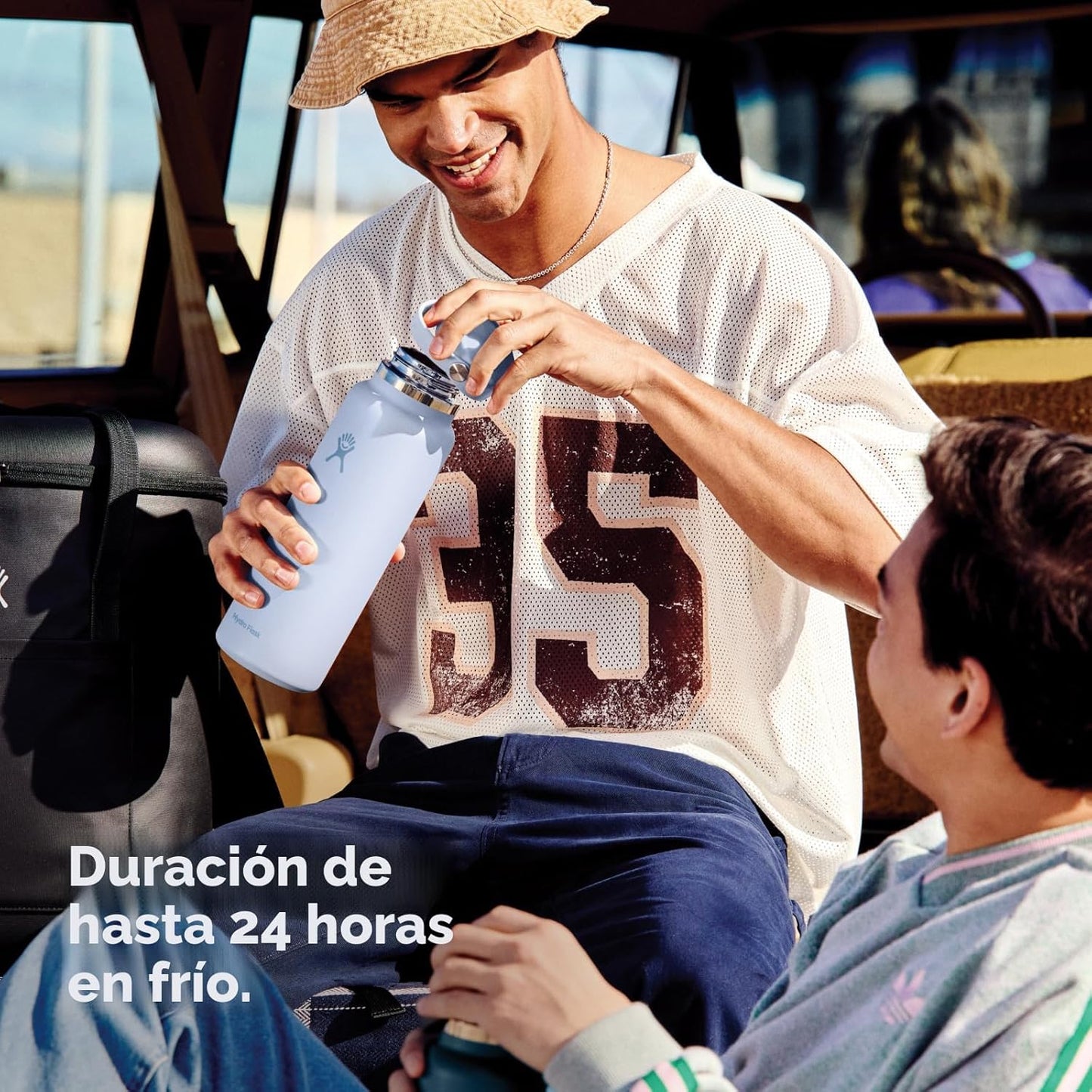 Vaso acero inox 1.2L boca ancha con tapa y pajita