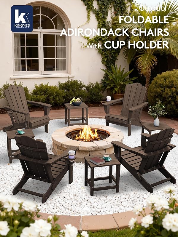 Silla Adirondack plegable HDPE textura madera para patio