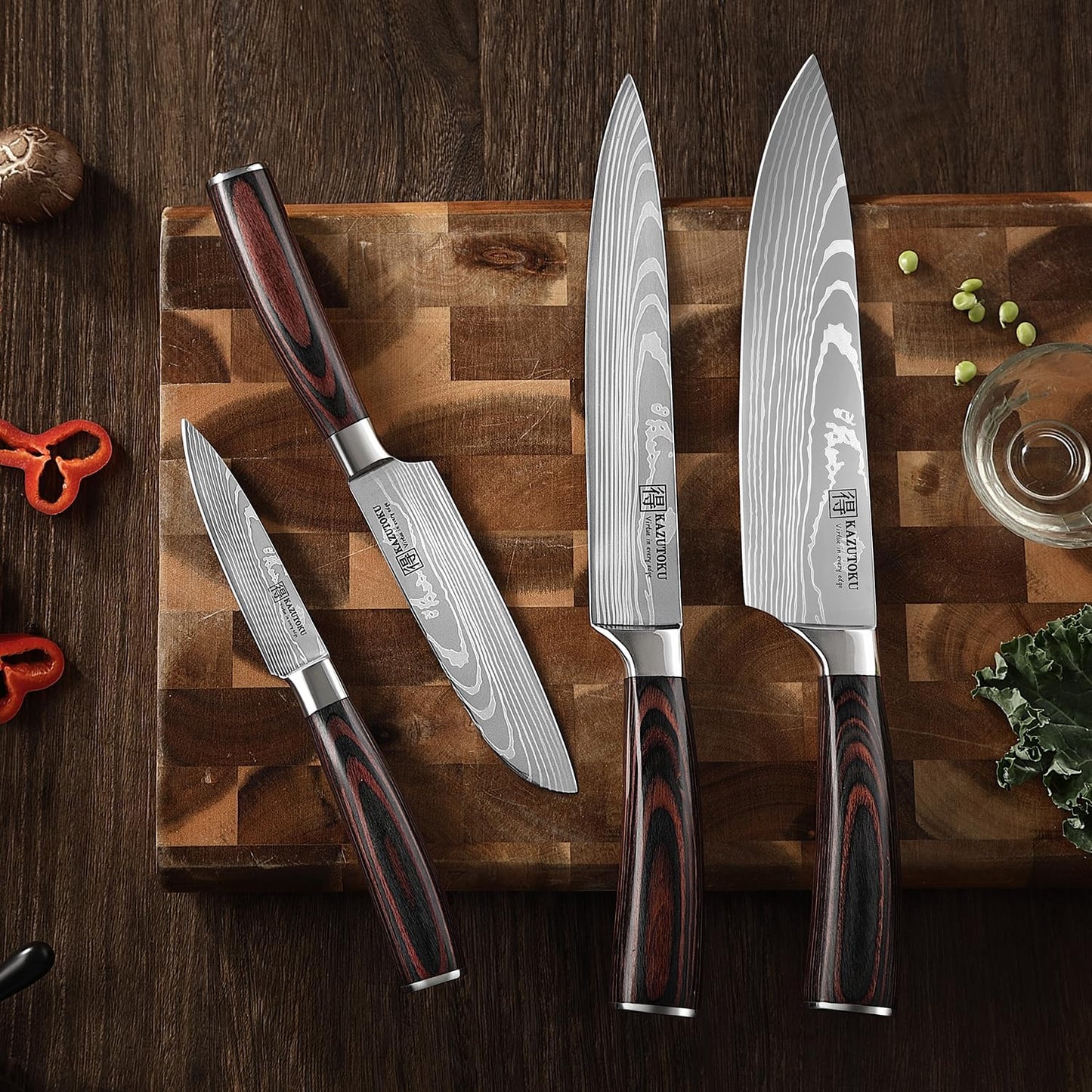 Set 4 Cuchillos Chef Acero Inox Ultra Afilado Ergonómico