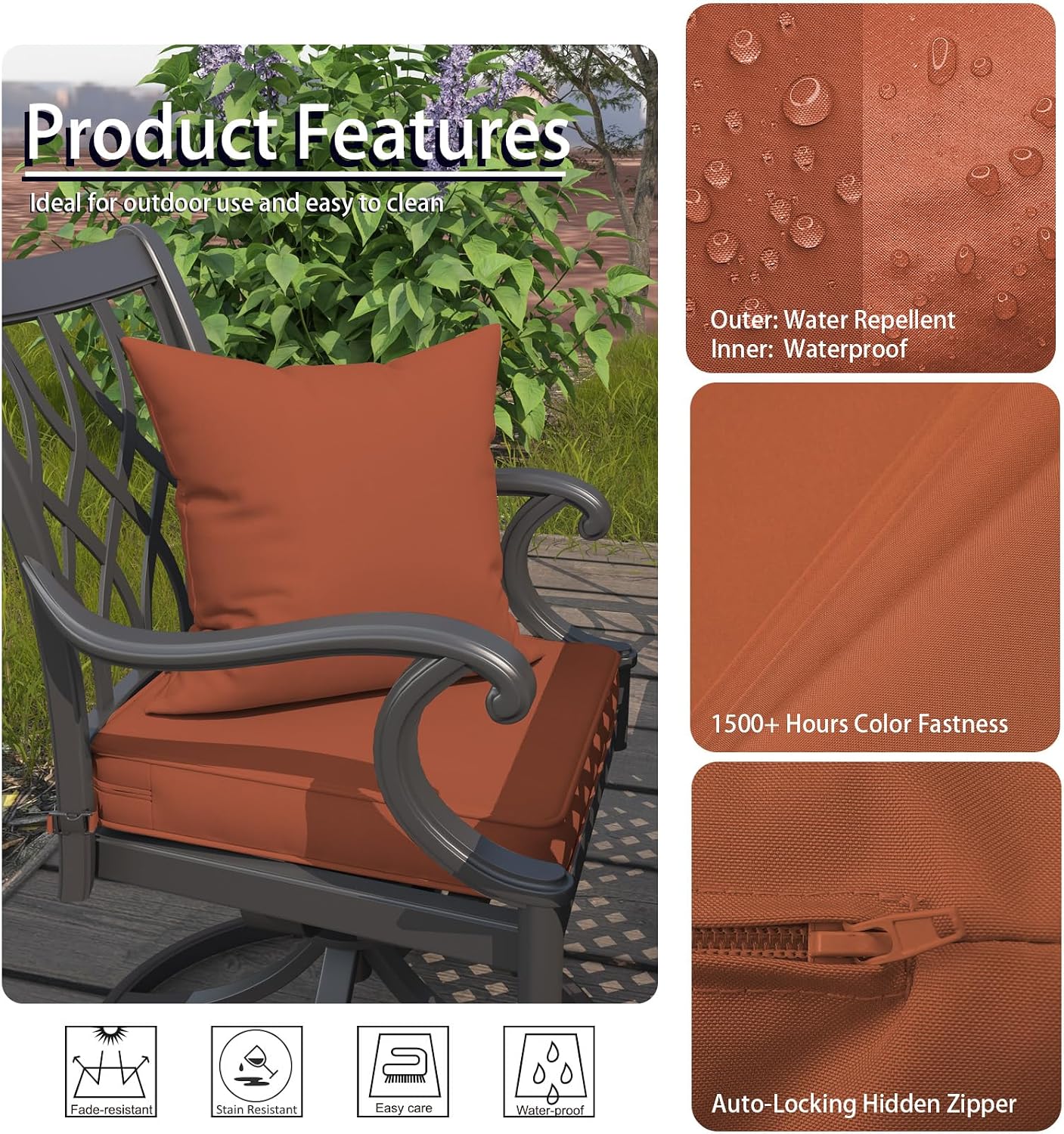 2 Almohadas 20x20pulg Impermeables para Patio y Interior