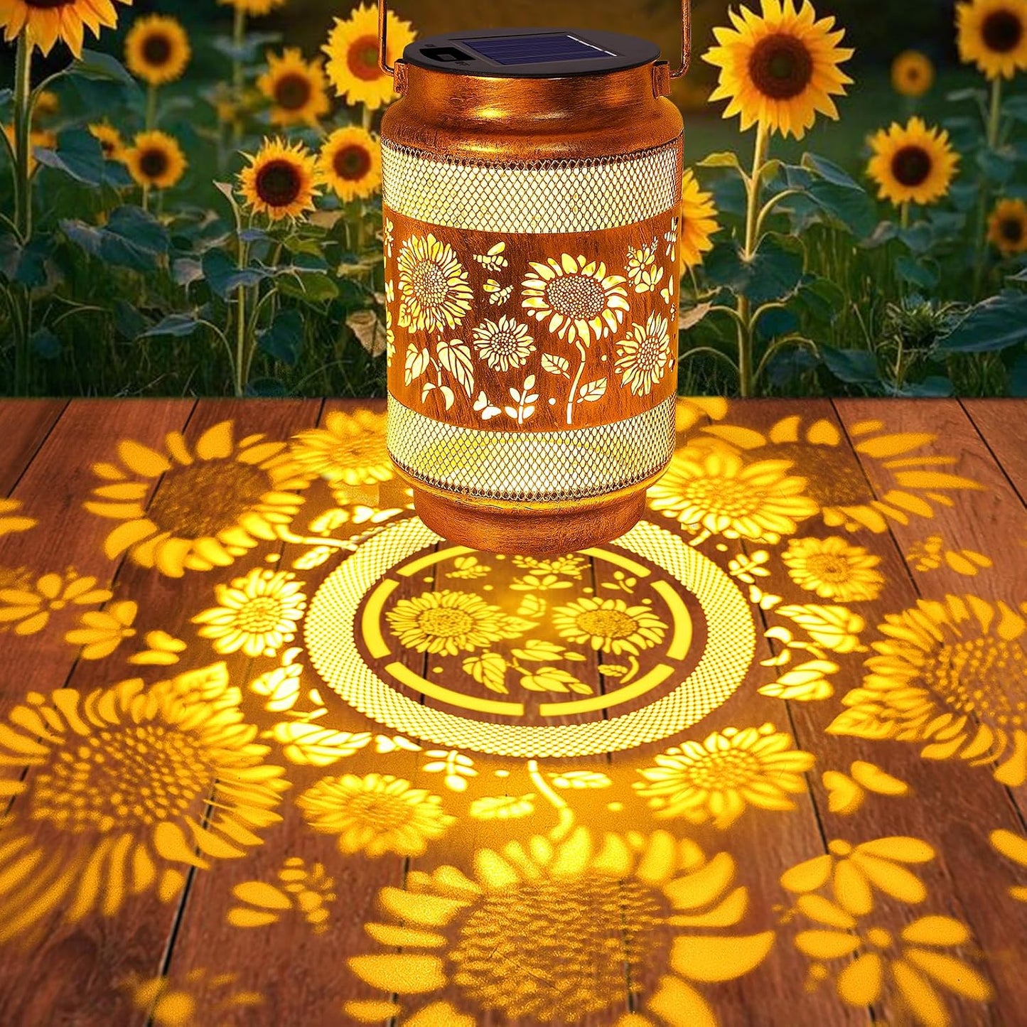 2 Linternas Solares Girasol Impermeables Jardín
