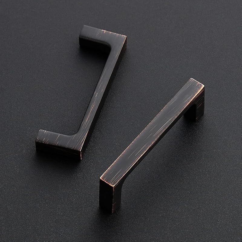 25 Manijas Cuadradas 3" para Gabinetes Bronce Aceitado