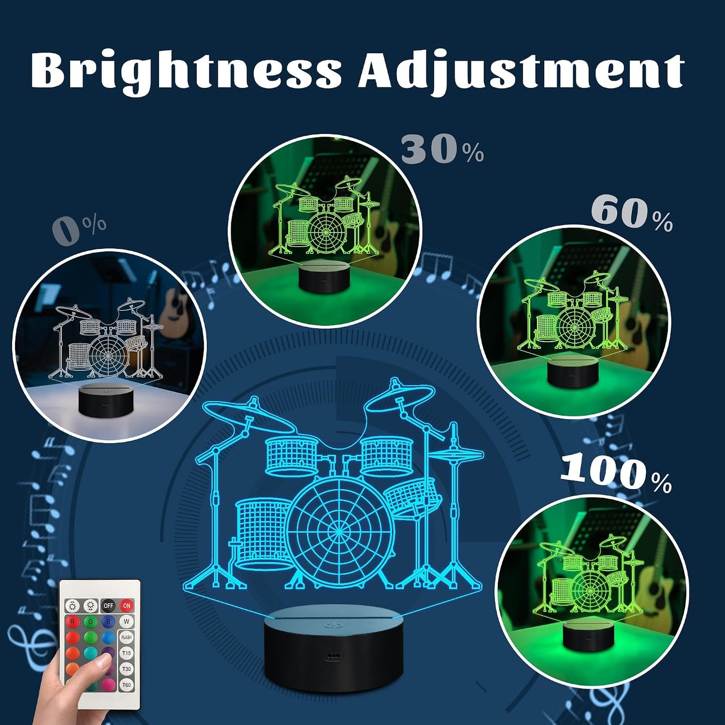 Set batería lámpara LED 3D 16 colores control remoto