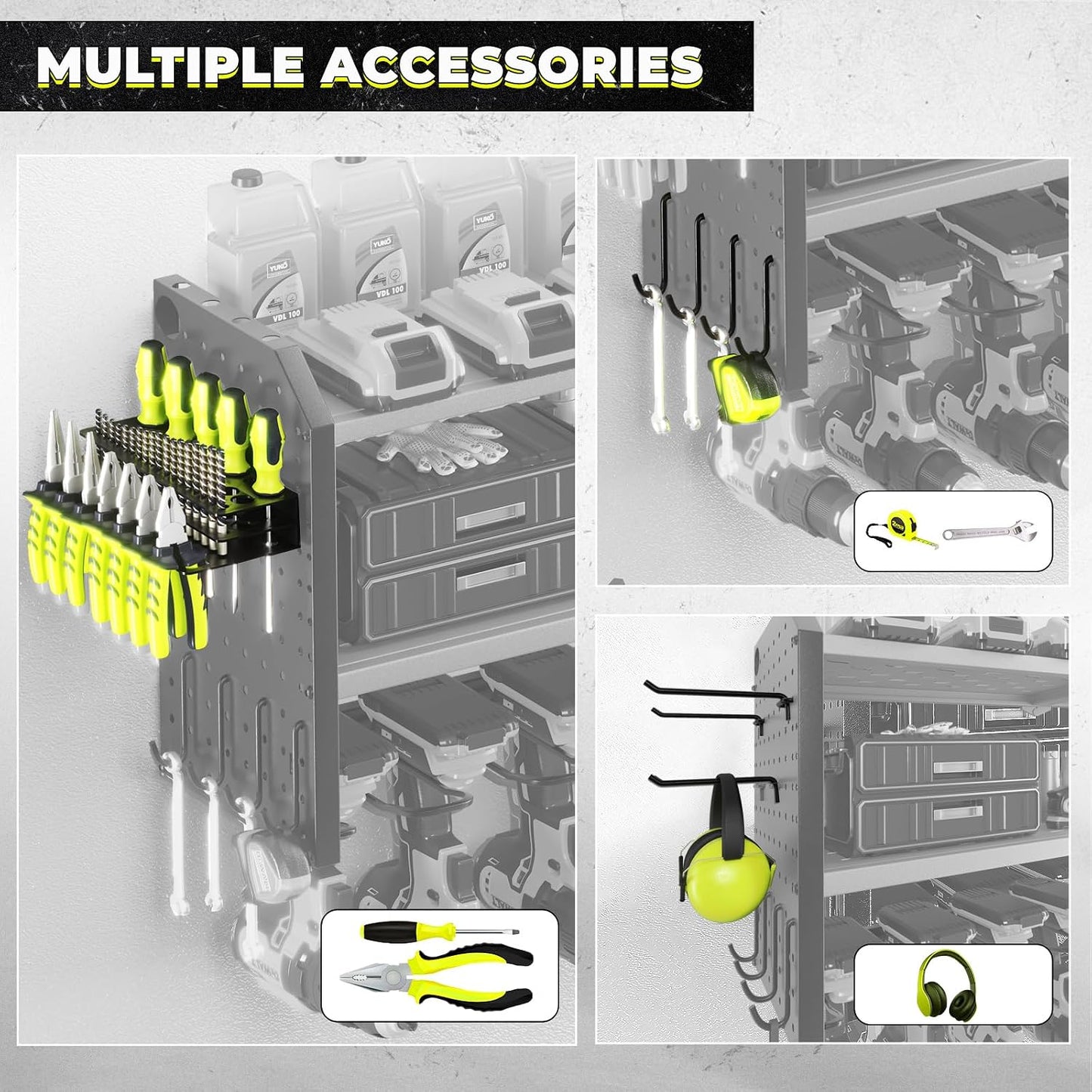 Organiz. herramientas eléctricas 8 tomas soporte taladros