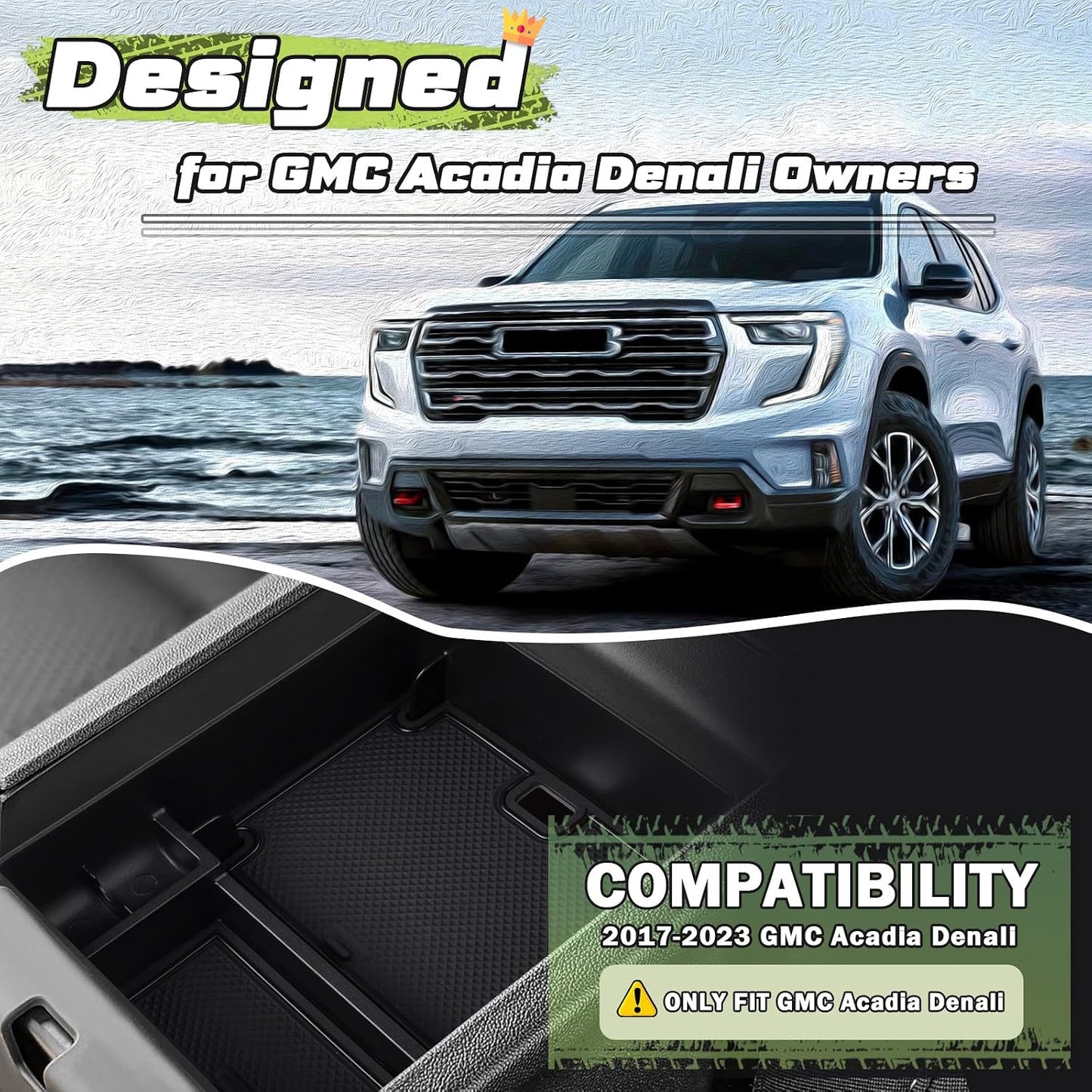 Organiz. consola GMC Acadia 17-23 ABS caja almacenamiento