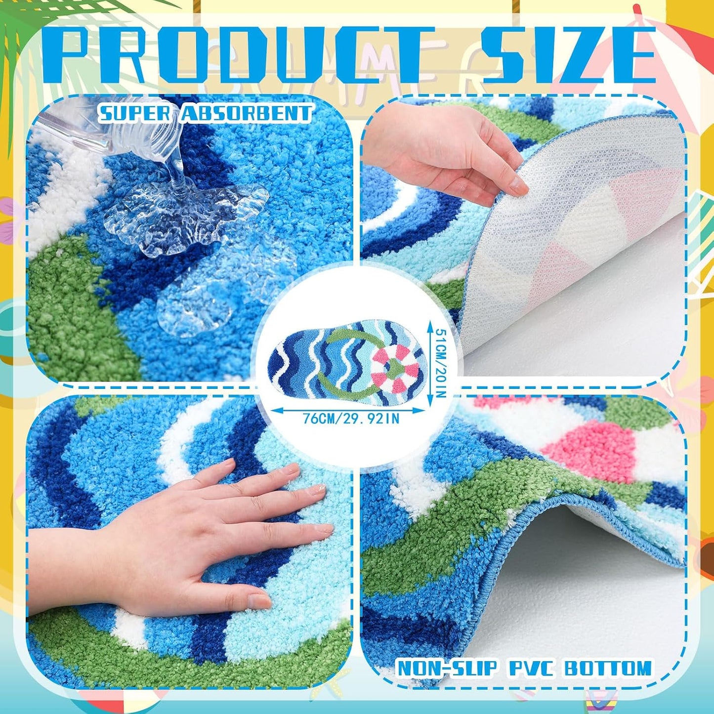 Alfombra baño verano forma chancletas antiderrap lavable