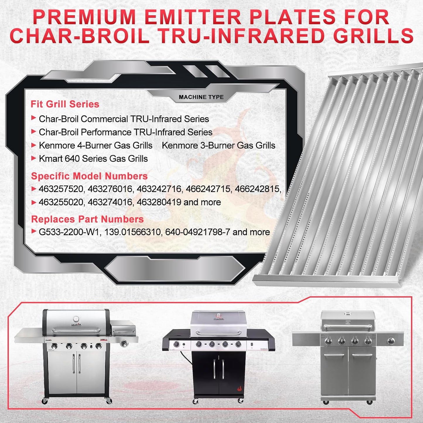 Placas infrarrojas 17pulg para parrilla G533