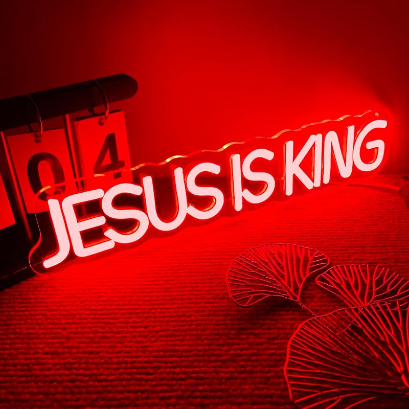 Letrero neón Jesús es el Rey luz LED USB para iglesia