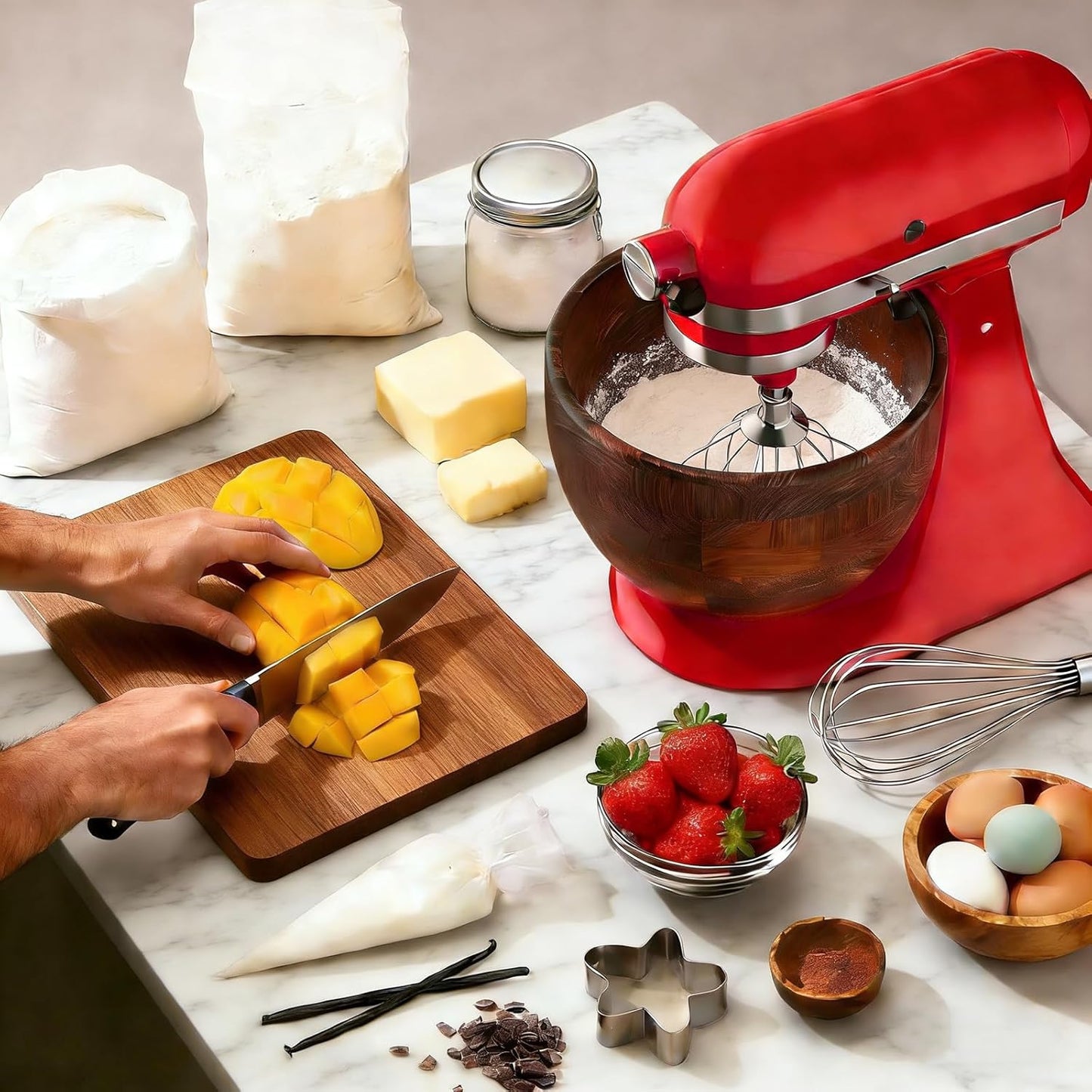 Bowl Mezclar Madera Nogal Comp KitchenAid 5qt Acero Inox