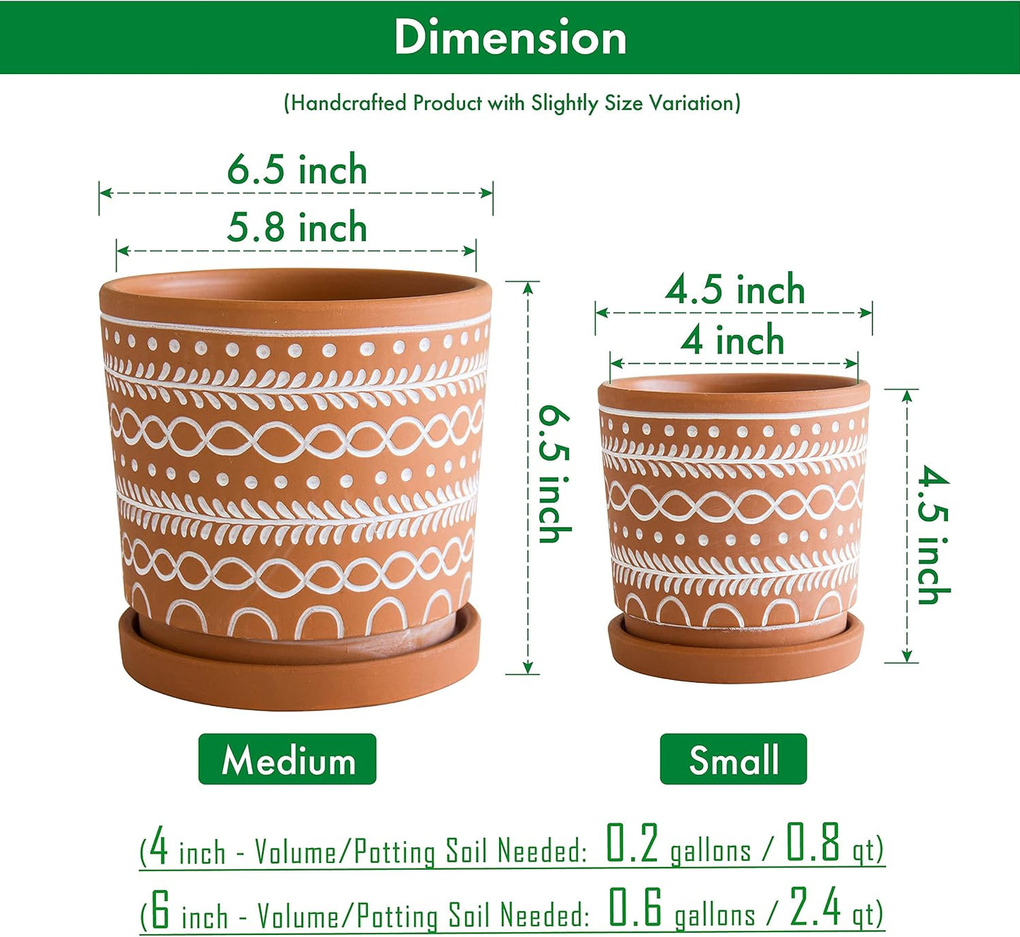 2 Pzas Macetas Terracota 4-6" con Platillos