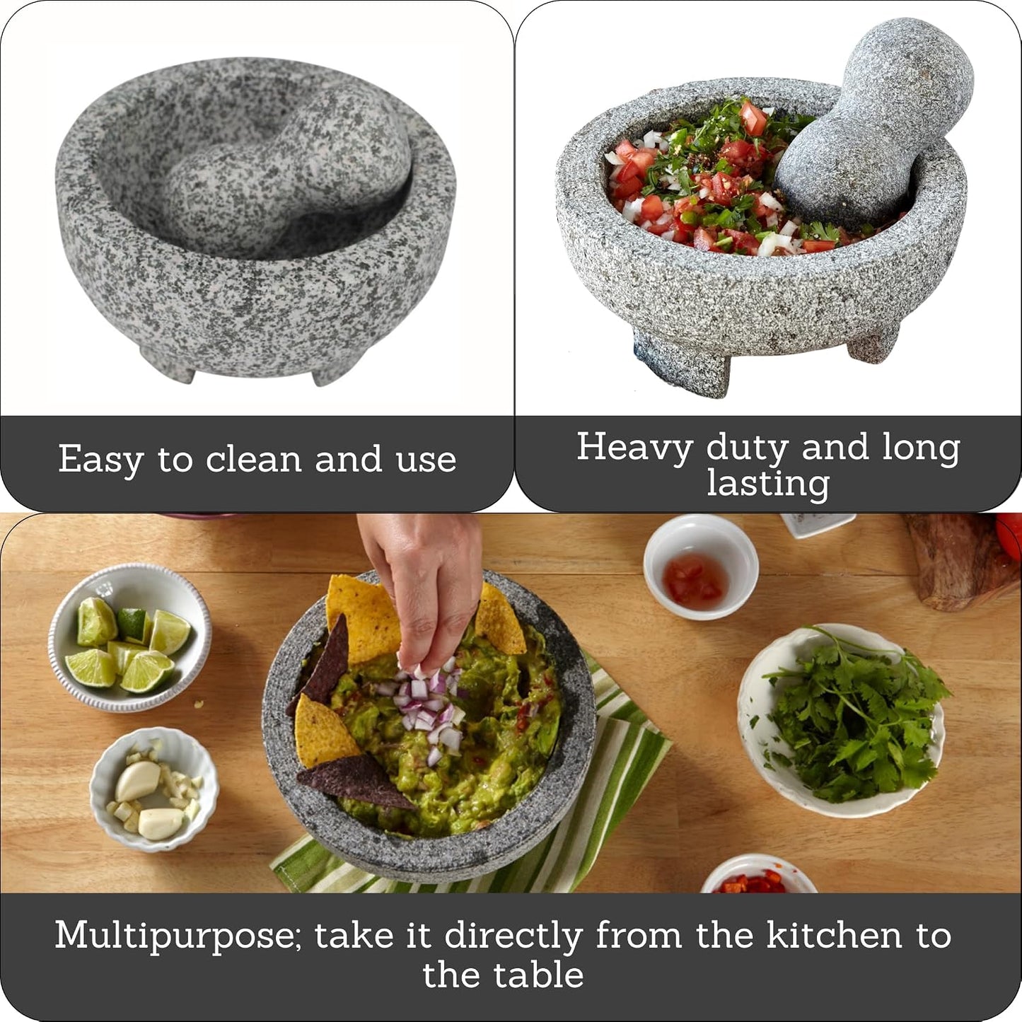 Molcajete gris de 6pulg para especias
