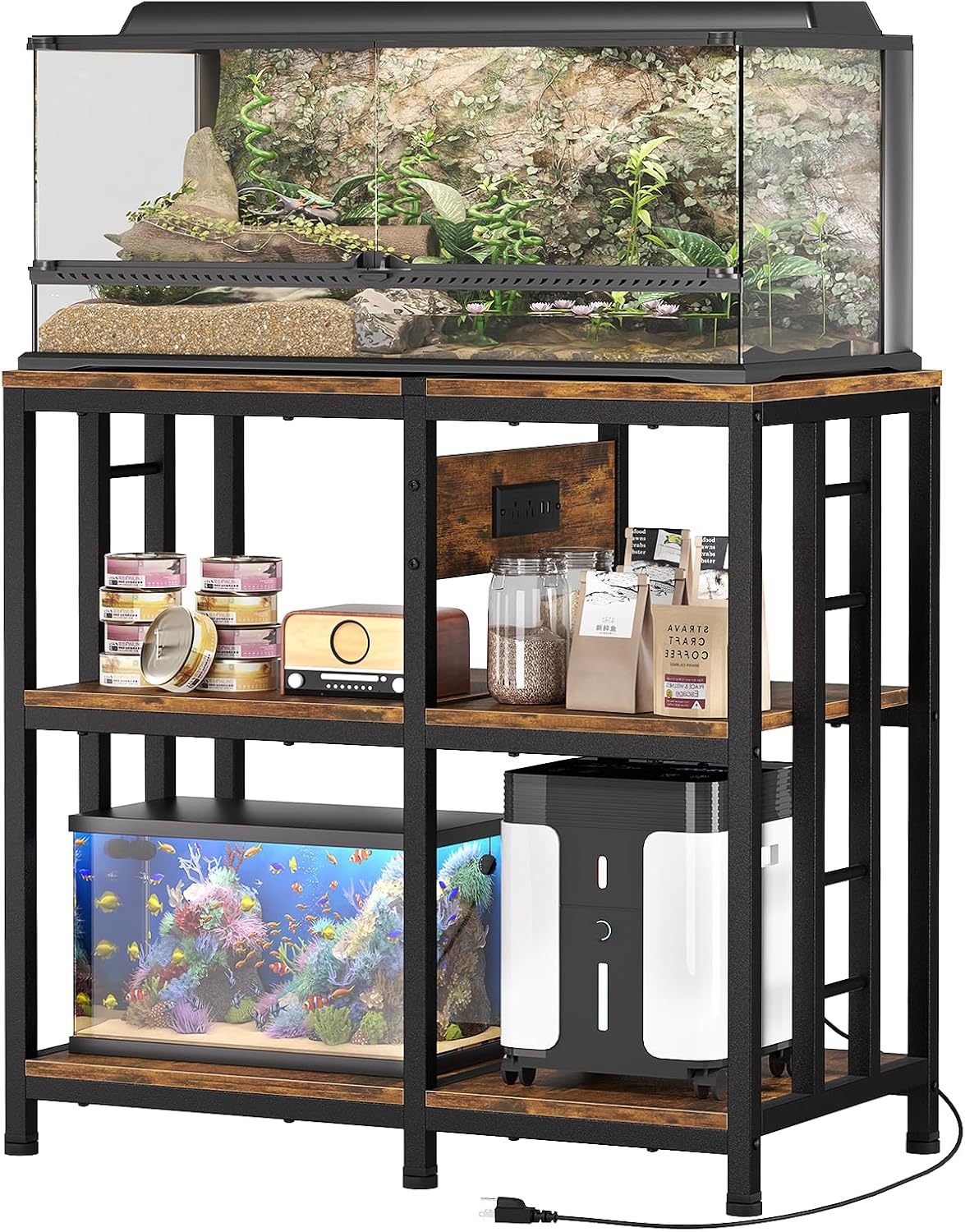 Soporte acuario metal 3 niveles 31.5x16.5pulg 20-29gal