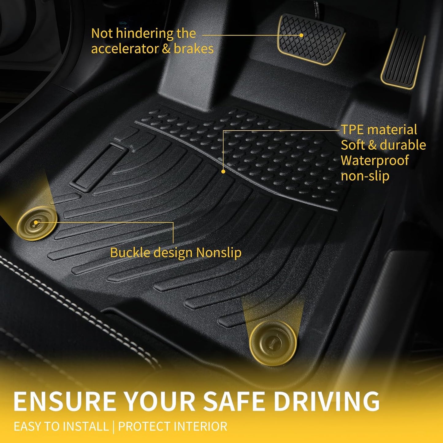 Tapetes antiderrap Ford Fusion Lincoln MKZ 17-20 negro