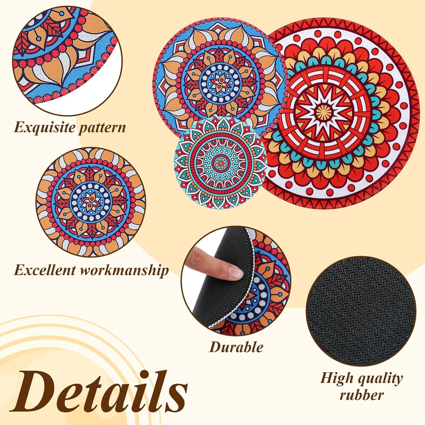 6 Posavasos Bohemios 3.94-7.87" Antiderrap para Mesa