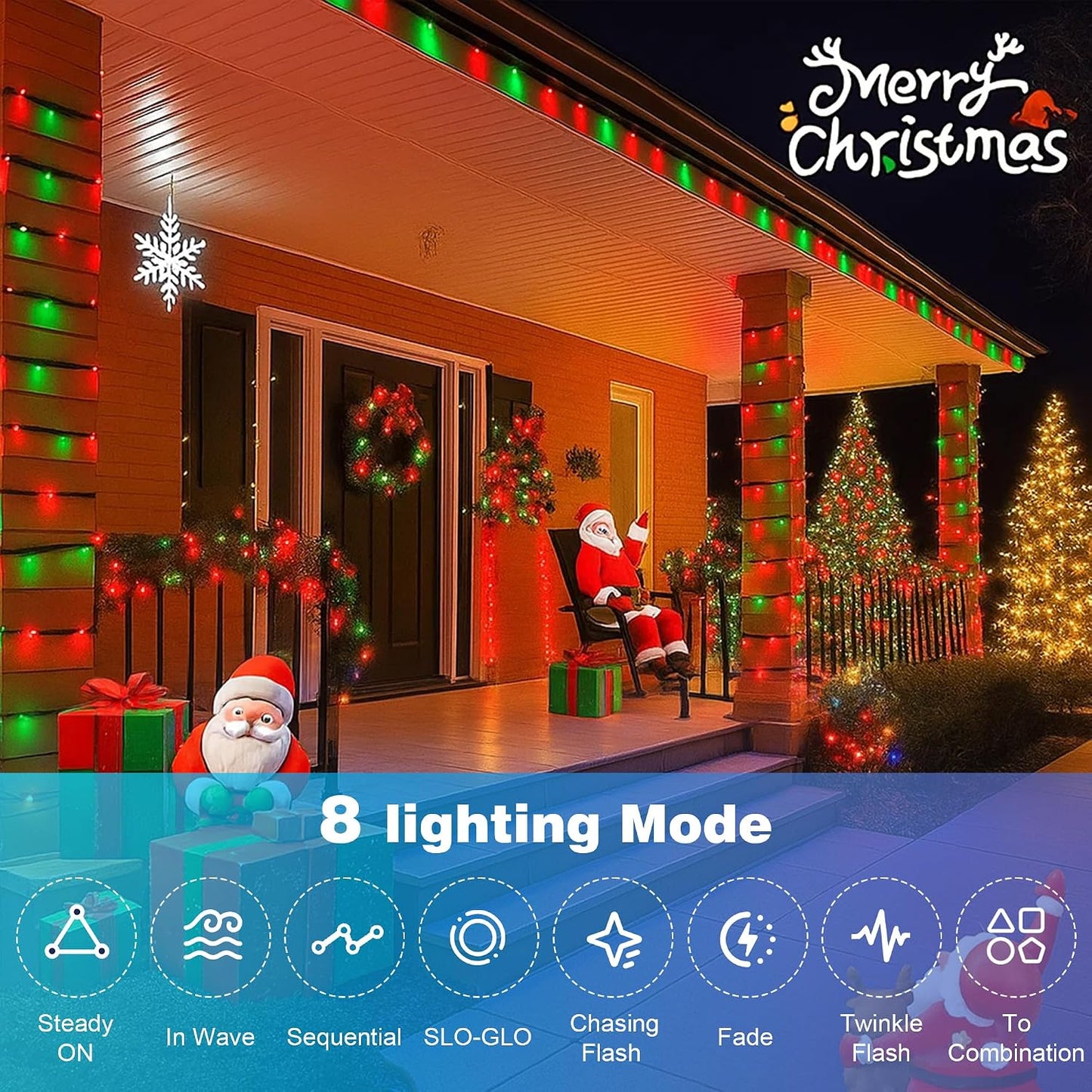 Cadena luces navidad 500 LED 164ft impermeables
