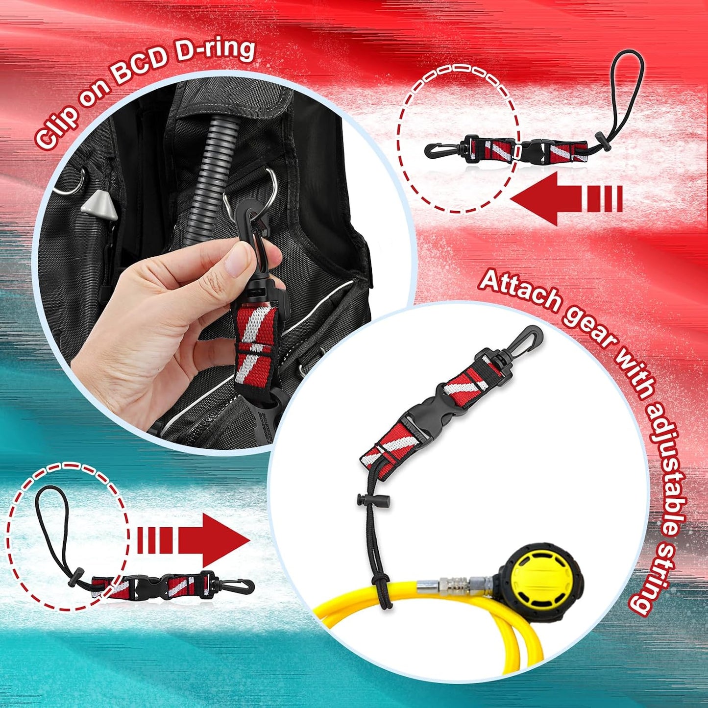 2 Pzas Clip Cordón Buceo Correa Resistente Antipérdida Ajustable