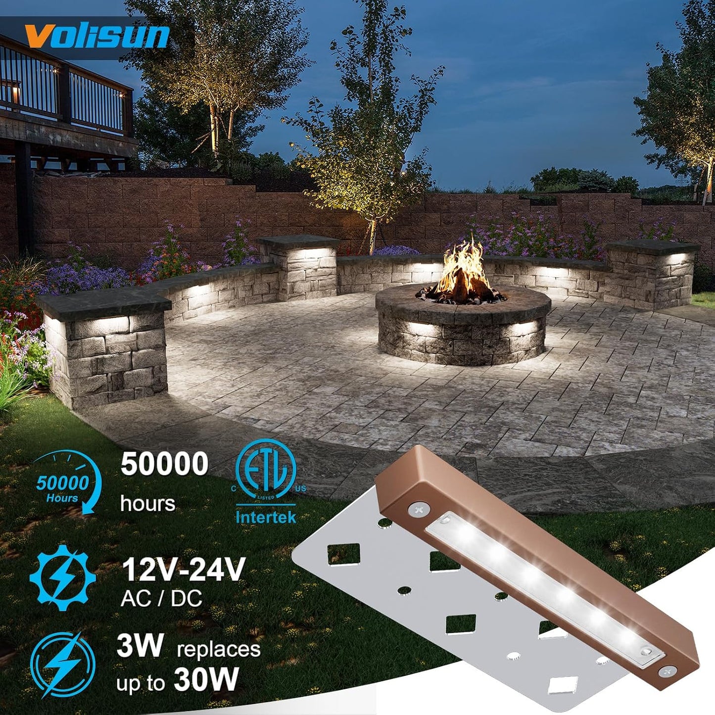 12 Luces Led Impermeables 7pulg 12v para Paisajes Duros