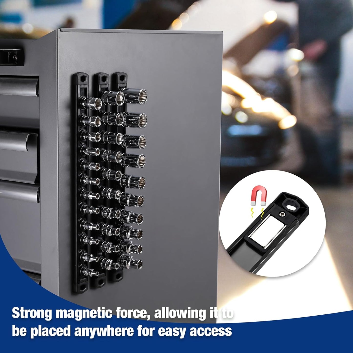 Organizador magnético dados aluminio 1/4pulg 12 clips negro