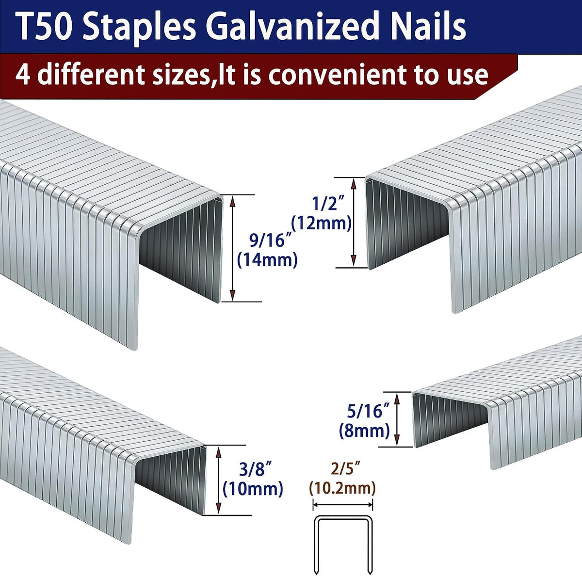 20 Grapas Galvanizadas T-50 4 Tamaños 2016 Pzas