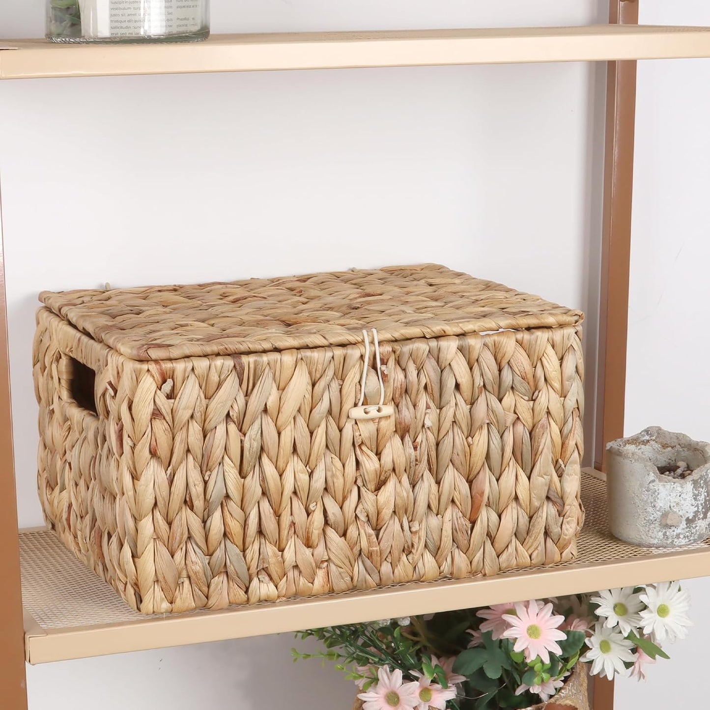 Cestas mimbre con tapa asas integradas decoración hogar
