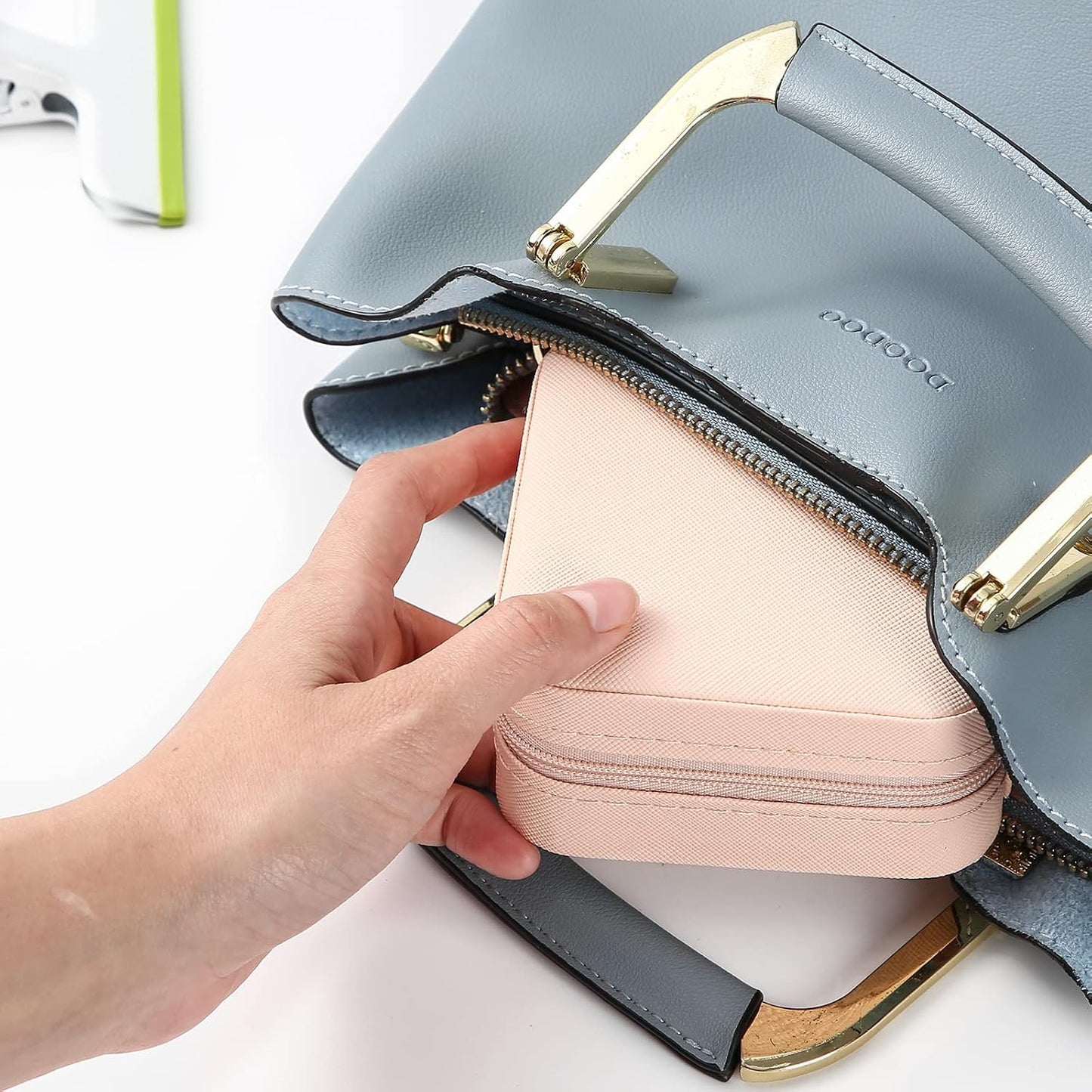 Estuche joyas cuero mini para niñas y mujeres rosa