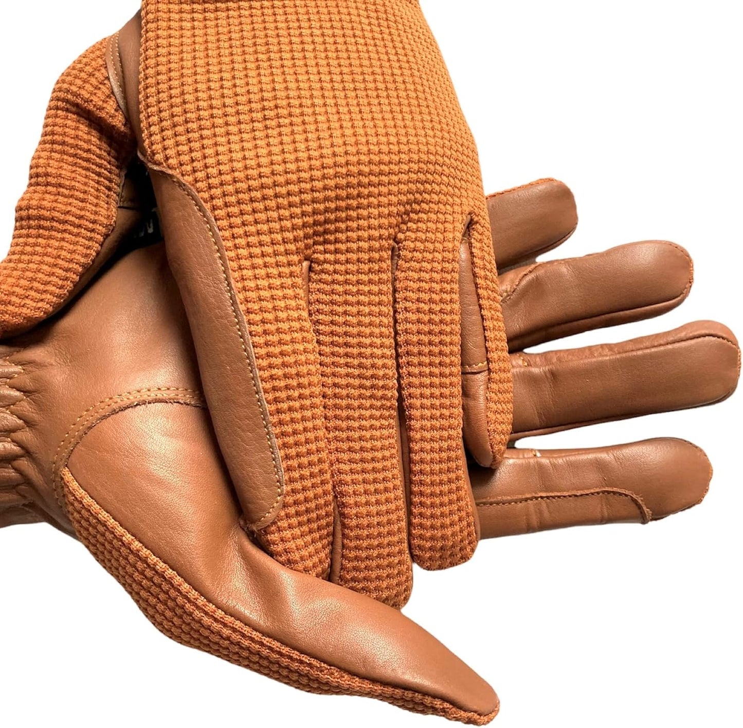 Guantes equitación hombre cuero algodón color marrón