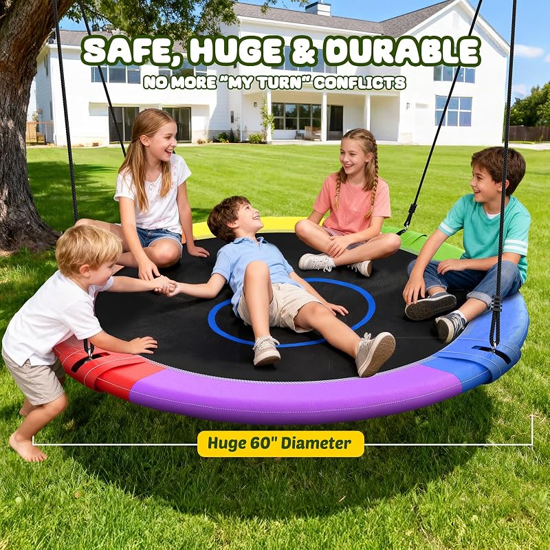 Columpio árbol 60pulg 900D Oxford arcoíris para niños y