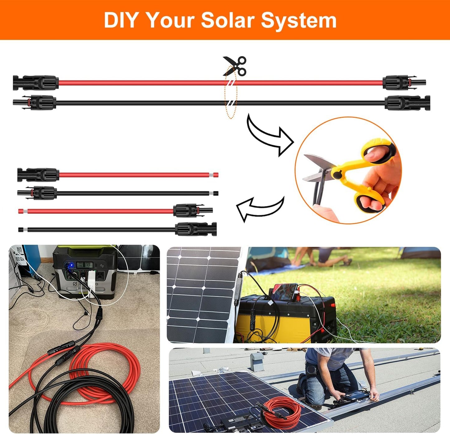 Cable extensión solar 60ft cobre estañado con conector