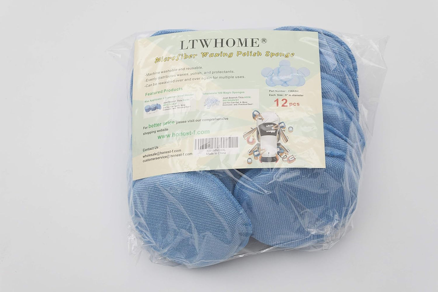 Aplicador cera microfibra azul con espuma bolsillo dedos 12 pzas