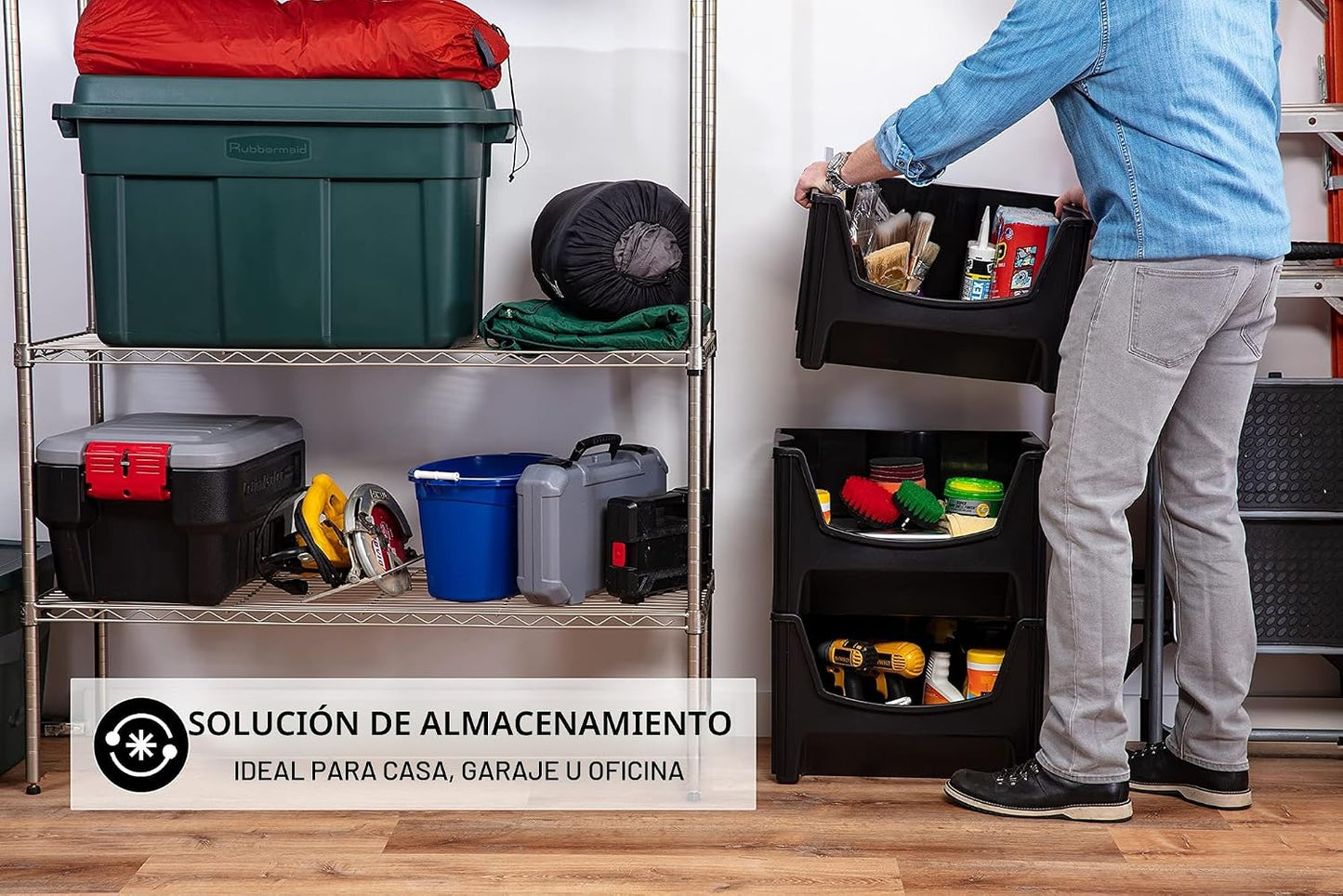 Contenedores apilables jumbo set 3 asas grandes